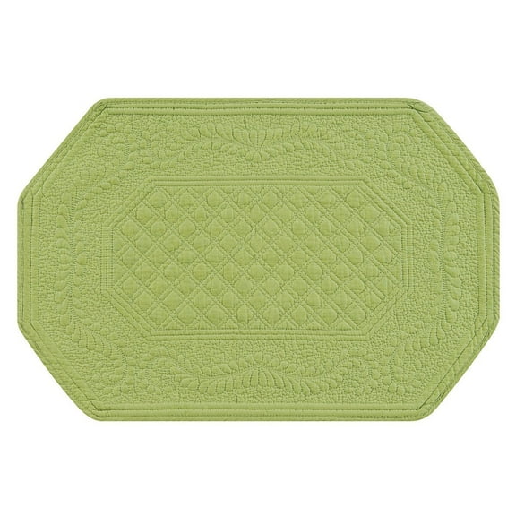 C&F Home Quilted Octagonal Placemat, Green, Set of 4 (812621350G)