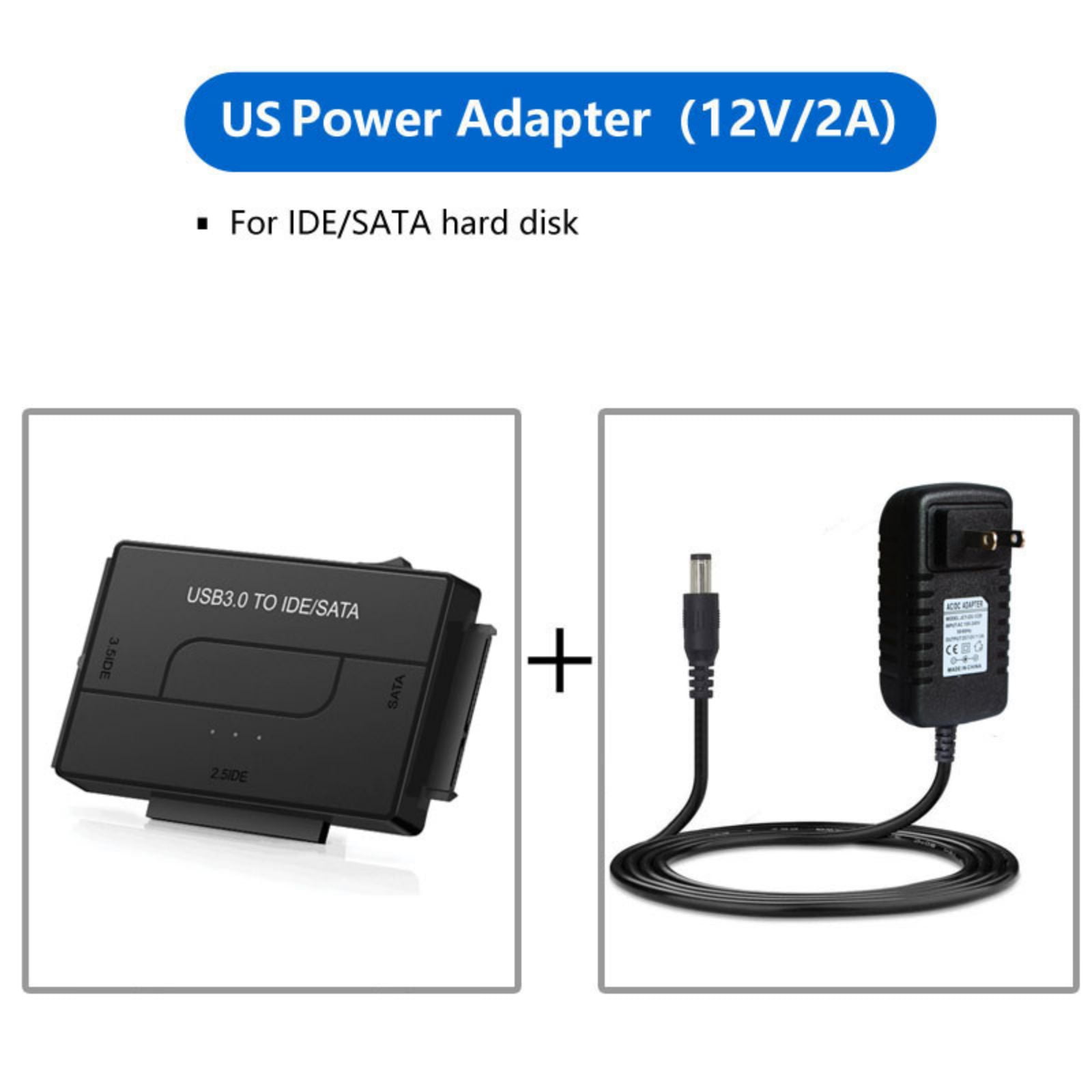 ENTSASMO Black USB 3.0 to SATA IDE Hard Drive Reader External Hard Drive Ultra Recovery Converter Universal Hard Drive Adapter Kit for 2.5/3.5 HDD/SSD Hard Drive Disk, Include 12V/2A Power Adapter