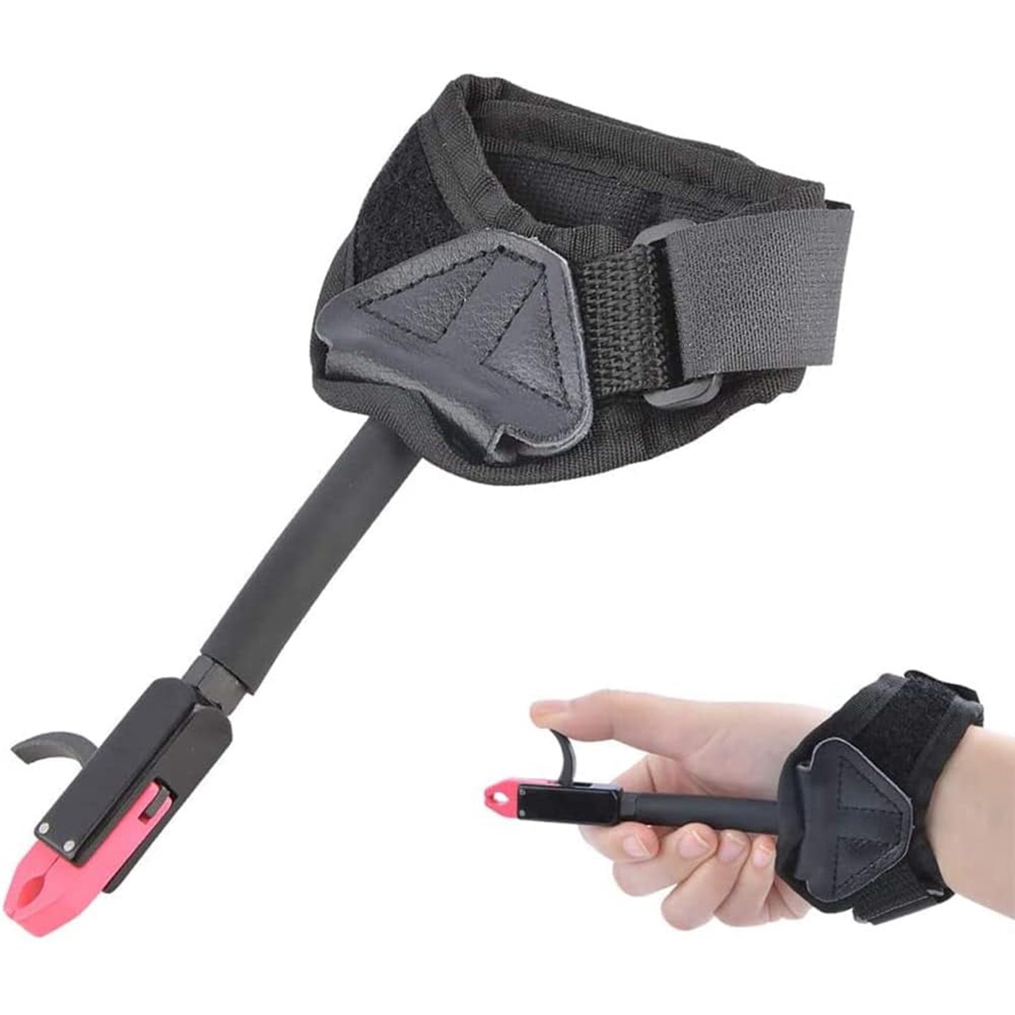 Archery Wrist Release Aid Adjustable Nylon Strap 360° Rotatable Caliper for Right & Left-Handed Compound Bow Shooters,Pink