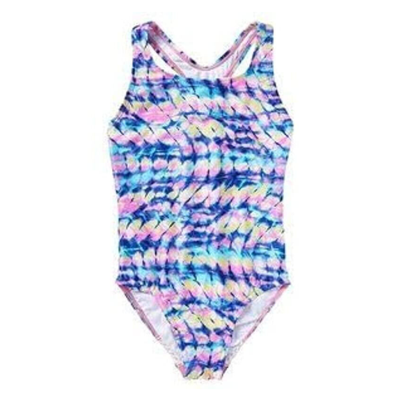 SPEEDO One Piece Athletic Fully UnderLined Mermaid Graphic Swimsuit, S 7/8