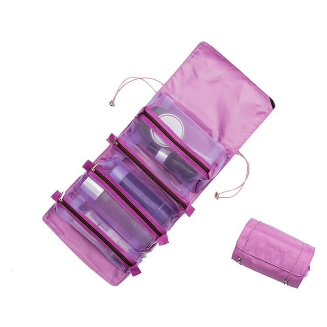 Neceser de viaje portátil 4 en 1 para mujer, caja de maquillaje de malla desmontable, bolsas, organizador de almacenamiento de artículos de tocador de gran capacidad
