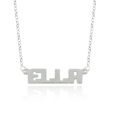 Sterling Silver Name Necklace - Small Block Letter Name Necklace, Sterling Silver