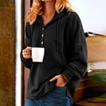 thumbnail image 1 of Fall Women Winter Solid Color V-Neck Button Crop Workout Long Sleeve Sexy Hoodied Tops Pullover Blouse, 1 of 9