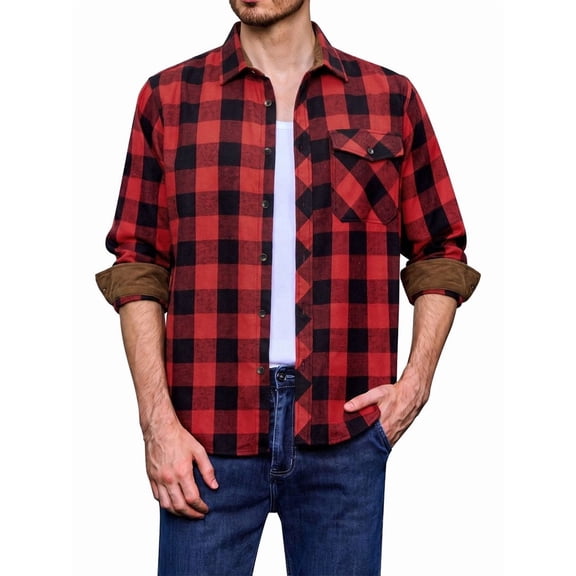 sogami Mens Flannel Shirts Casual Long Sleeve Button Down Plaid Shirts