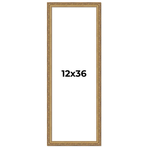 12x36 Frame Gold Solid Wood Picture Frame Width 1.25 Inches | Interior Frame Depth 0.375 Inches |