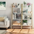 Homfa Modern 4Tier Ladder Bookshelf, Wood Metal Shelves for Home