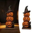 thumbnail image 2 of Pumpkin Stack Figurine Halloween Resin Decor with Witch Hat and Black Cat Tabletop Mantel Shelf Indoor Fall Gothic Decor B, 2 of 2