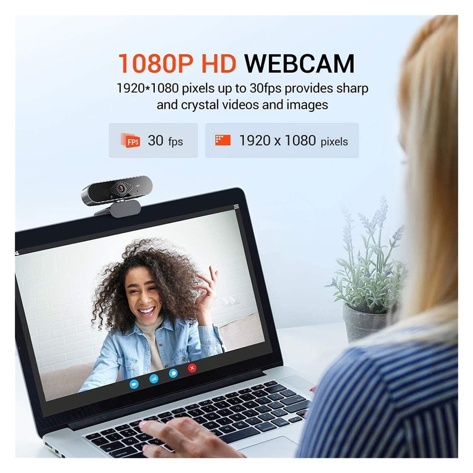 Webcam For PC 1080P HD 30fps Web Camera Auto Light Correction Web Cam 360 Rotation Computer Webcams For Streaming ,Full Clarity