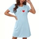 thumbnail image 1 of Camisón corto de San Valentín para mujer, talla grande, estampado en el pecho, cuello redondo, manga corta, 1 of 3
