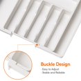 thumbnail image 5 of Organizador de cajones para cubiertos, bandeja de utensilios expandible para cocina, soporte para cubiertos y cubiertos sin BPA, plástico ajustable blanco, 5 of 5