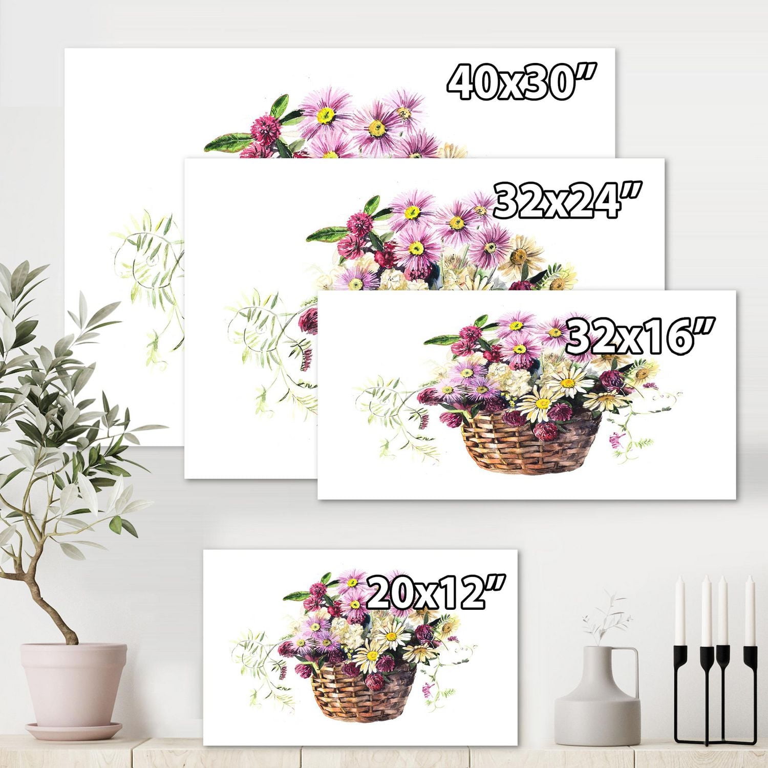 Designart Bouquet From Meadow Flowers In The Basket Canvas Wall Art
