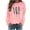 Pink, variant on Plus Size Women Feather Print Crewneck Sweatshirt Long Sleeve Loose Knit Pullover for Fall Camping Casual Daily Wear