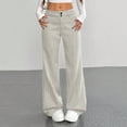 Asgosdo Women Pants Button High Waisted Striped Color Block Palazzo ...