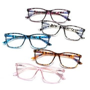 BONCAMOR 5 Pack Reading Glasses for Women Blue Light Blocking Spring Hinge Fashion Print Reader