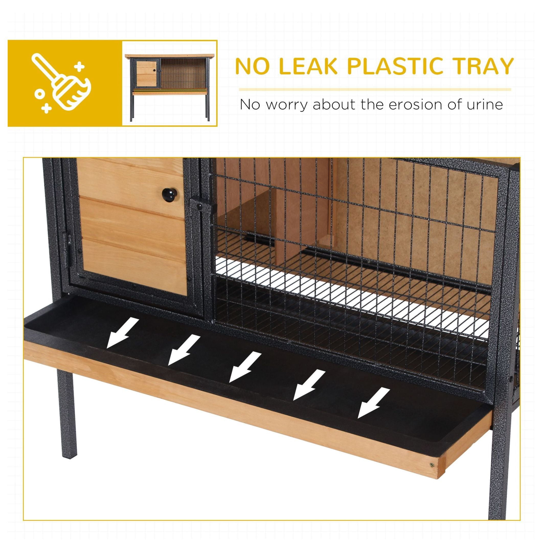 Elevated Outdoor Rabbit Hutch Wooden Pet House Bunny Cage with Removable Tray 36L x 17.75W x 27.5H Natural