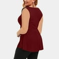 thumbnail image 3 of Women's Plus Size Sleeveless Tank Top Floral Lace V Neck Blouse Fashion Asymmetric Ruffle Peplum Tunic Shirts, 3 of 5