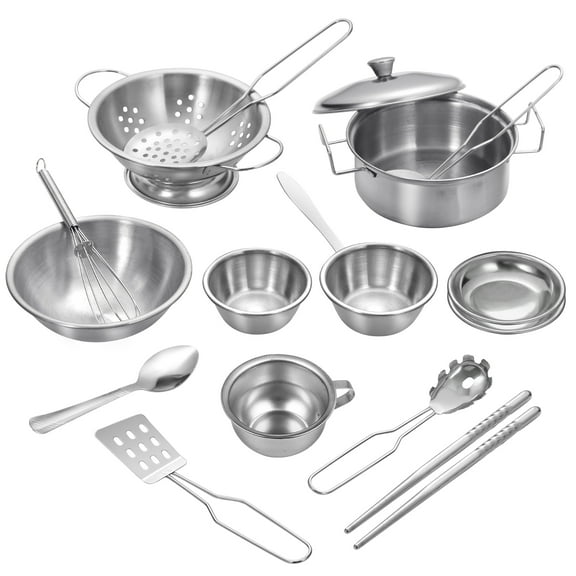 16Pcs Stainless Steel Cookware Set Saucepan Lids Pot Cooking Kitchen