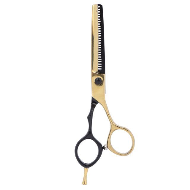Tijeras para el cabello Tijeras de peluquería portátiles de acero inoxidable para el hogar, oro negro, 5,5 pulgadas