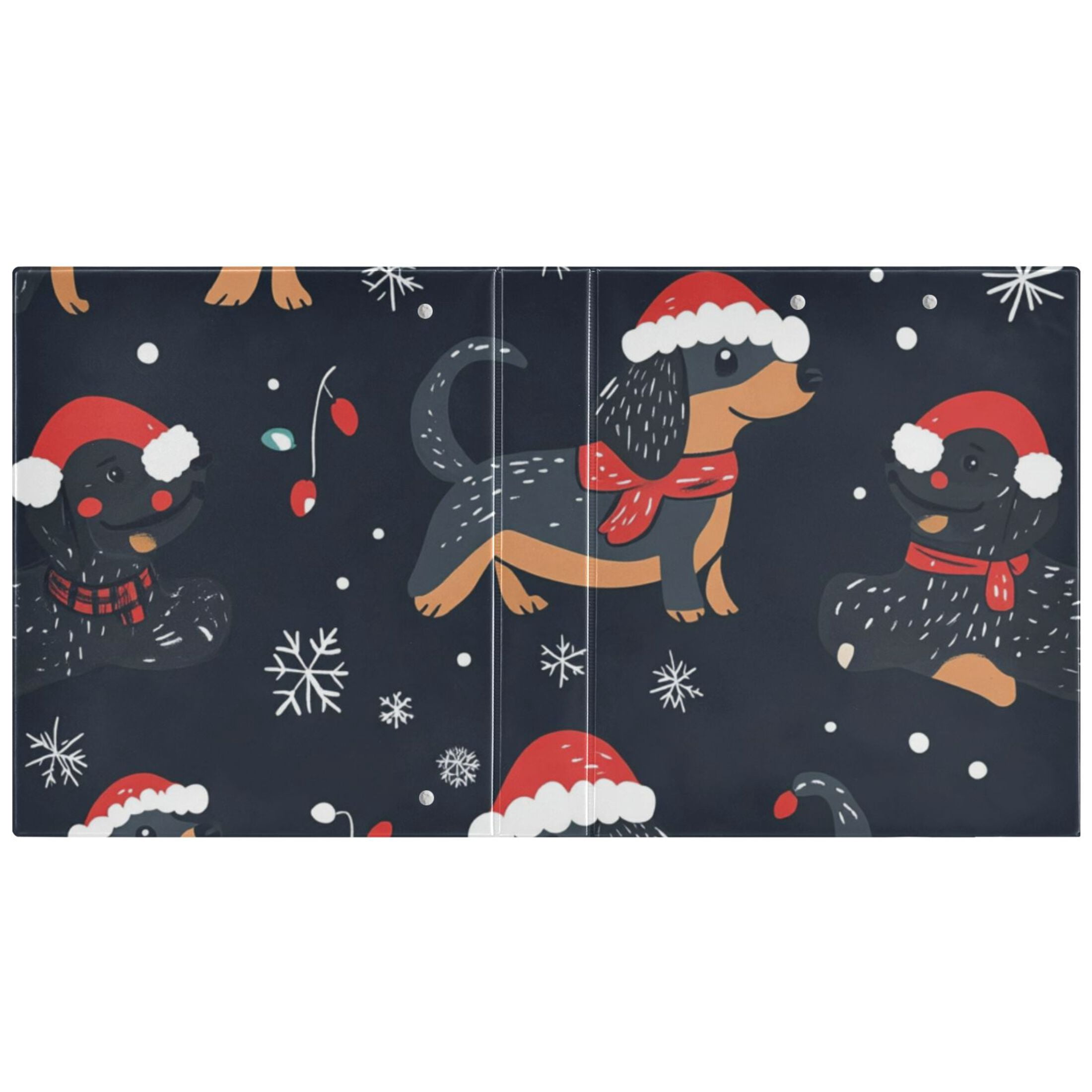 Christmas Dogs Snowflakes 3 Ring Binders 1.5 inch Hardcover File Folders with Interior Pockets A4 Size Organizer for School Office Hospital
