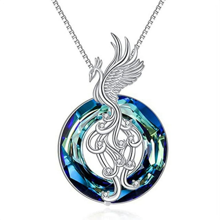 QWZNDZGR European and American fashion Phoenix Firebird Necklace for Women  Gold Classic Color Crystal Bird Pendant Charm Animal Jewelry