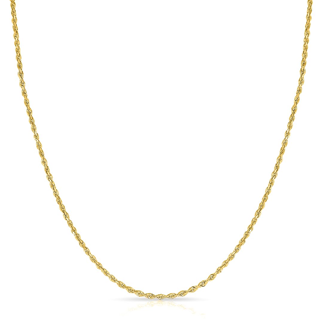 Floreo 14k Yellow Gold or White Gold 0.85mm Double Extendable Rope Chain Adjustable Necklace, 16" - 17" - 18" Inch