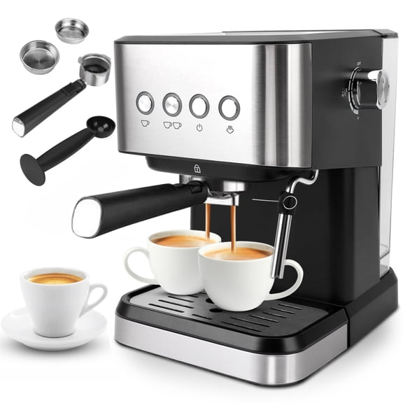 20-Bar Espresso Machine with Steam Wand 1.5L Water Tank - Stainless Steel