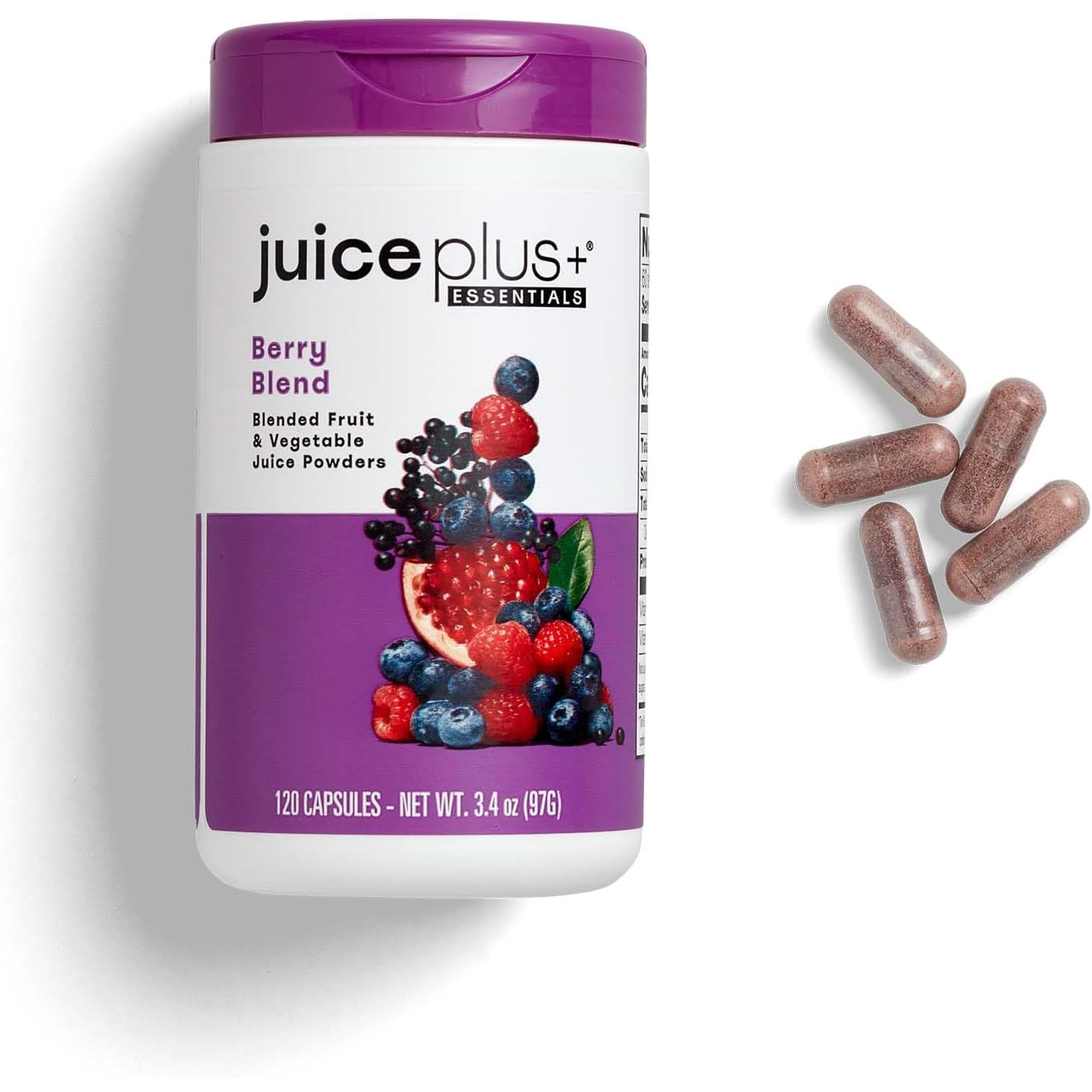 Juice Plus+ Berry Blend Capsules – Whole Food Supplement with Grape, Blueberry & Cranberry – Vegan, Gluten-Free, Non-GMO – 60 Servings (120 Capsules)