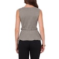 thumbnail image 3 of INSPIRE CHIC Peplum Tops for Women's Sleeveless Boat Neck Belt Houndstooth Plaid Work Tank Top L Brown, 3 of 6