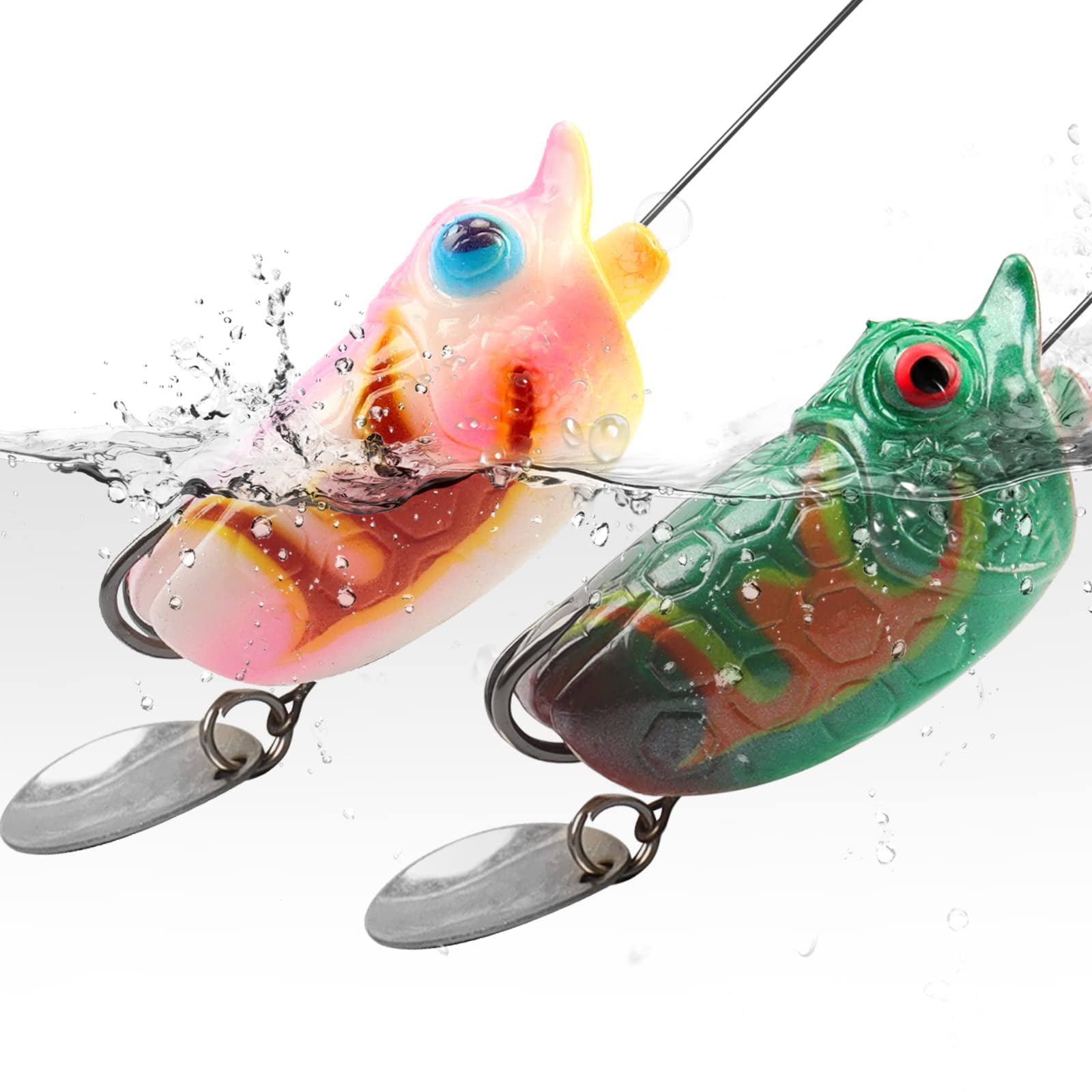 Topwater Lures - Soft Frog Fishing Lures with Sequins for Bass, Pike
