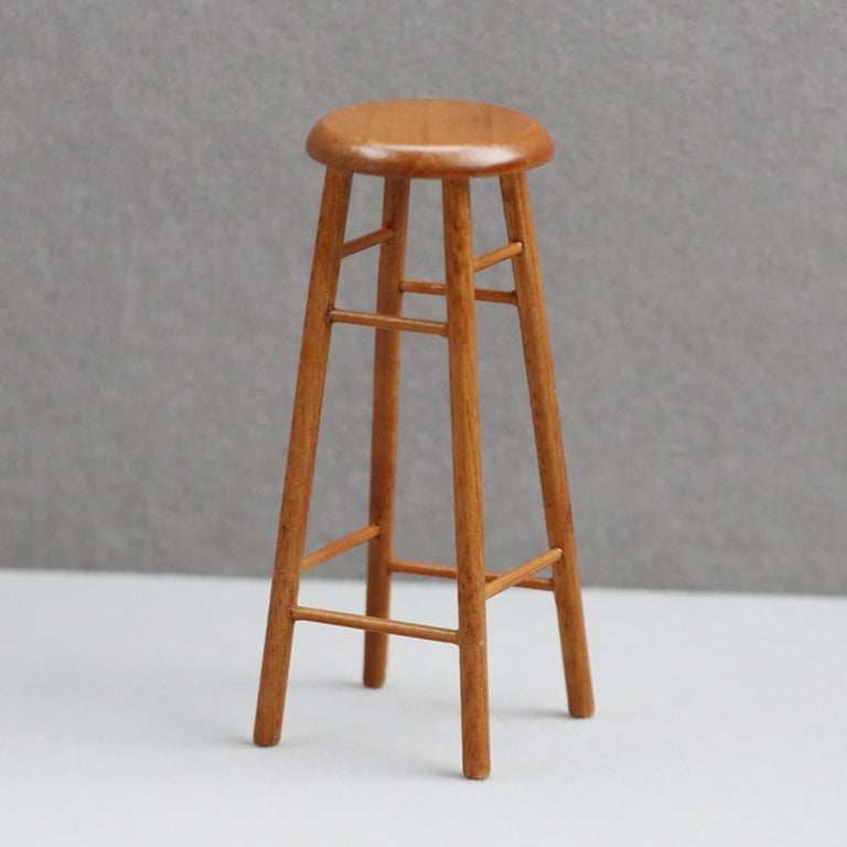 Farfi Dollhouse Stool Realistic Wood Craft High Stool Doll Life