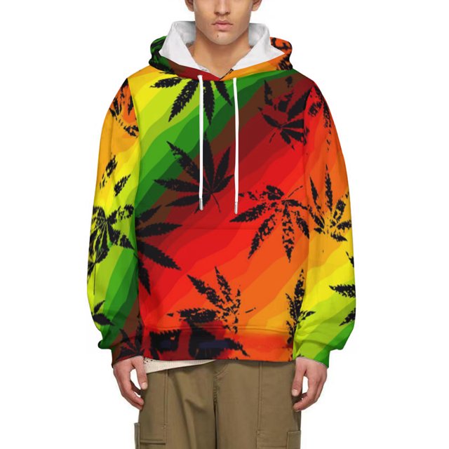 Sweat à Capuche Mode Hommes Décontracté Mode Feuille Impression Numérique 3D Manches Longues Chandail en Molleton Fête Rue Populaire Haut