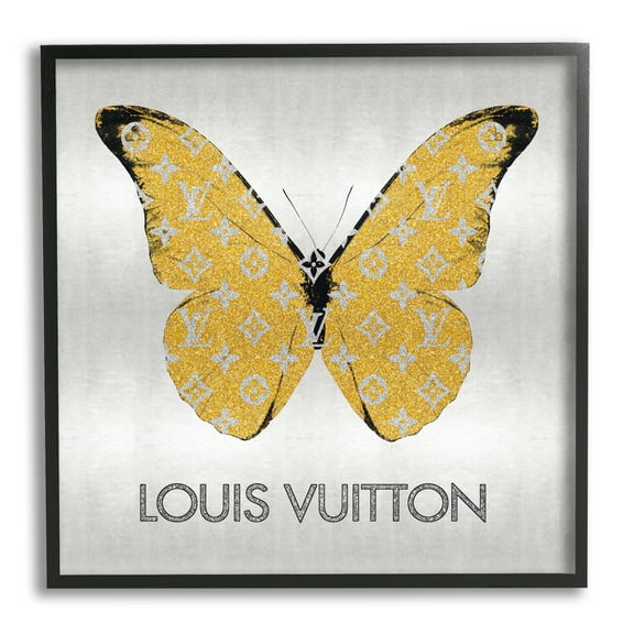 Stupell Industries Yellow Patterned Butterfly Animals & Insects Painting Black Framed Art Print Wall Art, 12 x 12