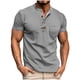 thumbnail image 1 of pstuiky Camisa de manga corta para hombre, Blusa de manga corta con cuello vuelto, bolsillos y botones de color liso para hombre camisetas de hombre m, 1 of 5