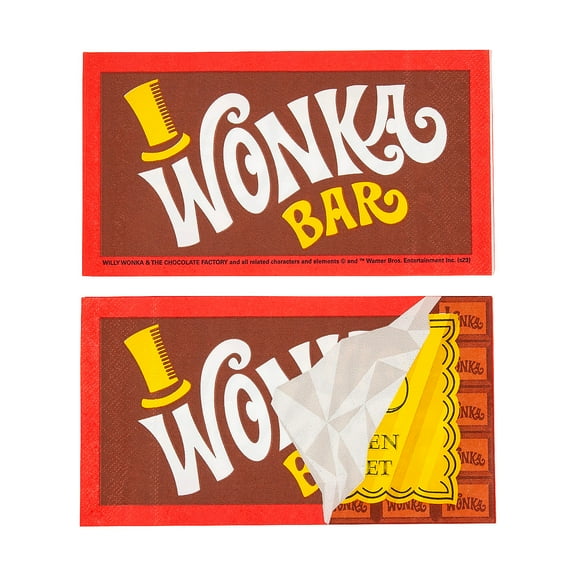 Willy Wonka Chocolate Bar & Gold Ticket Luncheon Napkins - 16 count