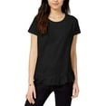 thumbnail image 2 of Maison Jules Womens Ss Ruffled Hem Basic T-Shirt, 2 of 4