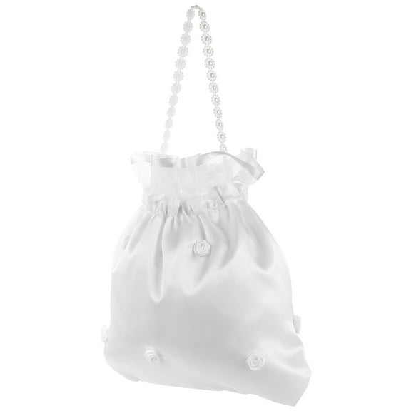 Sparsain White satin bridal handbag with flowers for bridesmaid