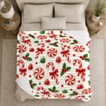 thumbnail image 5 of decorative motif Cane Peppermint Christmas Living Room Festive, Festive Holiday Scene, Warm Flannel Blanket for Living Room and Reading Nook, Art Lovers Christmas Gift, Festive Home Decor, 5 of 9