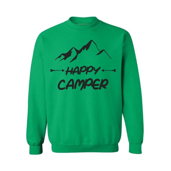 Awkward Styles Happy Crewneck Black Sweater Happy Camper Unisex Crewneck Camper Sweater for Men Happy Camper Crewneck for Women Camping Clothes Happy Camper Crewneck Campers Gifts Sweater for Camper