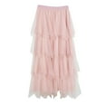 thumbnail image 2 of AUNVITO Women's High Waist Layered Irregular Cake Gauze Skirt Casual Fashion Mid-Length Multi-Color Options, 2 of 6