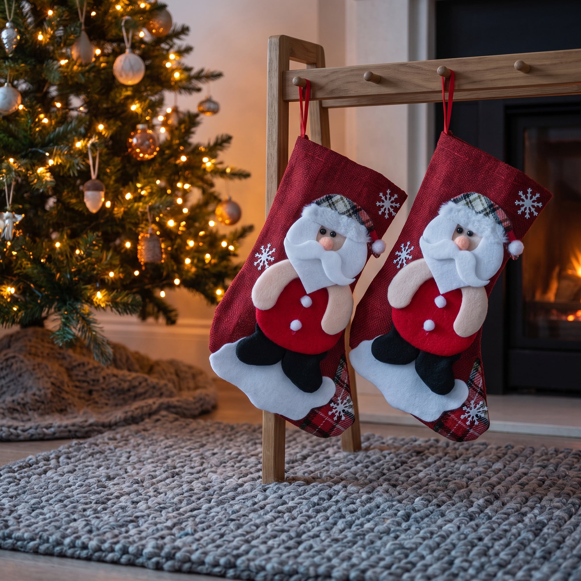 Unique Bargains Novelty Cartoon Christmas Stockings Assorted Garland Accents Old Man 8"