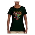 thumbnail image 2 of Keep It Wild Colorful Elephant Face Animal Lover Womens Graphic T-Shirt, Forest Green, 2XL, 2 of 3
