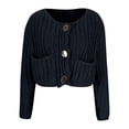thumbnail image 6 of Women's Solid Color Knitted Sweater Blouses Tops V-Neck Long Sleeve Button Up Loose Fit Casual Pullover for Business Office Work Vacation Travel Outfits Fashion Essential Gift for Women, 6 of 7