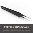 thumbnail image 2 of Ingrown Hair Tweezers | Pointed Tip Black |Precision Stainless Steel Extra Sharp and Perfectly Aligned for Treatment & Splinter Removal For Men Women By Tweezees, 2 of 4