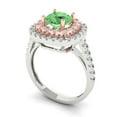 thumbnail image 2 of Clara Pucci 14K White/Rose Gold Solid Gold Green Solitaire with Accents Anniversary Ring for Women - 1.615 cttw Round Cut, 2 of 8