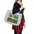 thumbnail image 2 of Explore Shopping Bag, Girl and Boy on a Zeppelin Flying on Cartoon Style Forest Fantasy Explorer, Eco-Friendly Reusable Bag for Groceries Beach and More, 15.5" X 14.5", Cream, by Ambesonne, 2 of 2