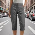 thumbnail image 2 of UVEASISHA Cargo Capris for Women Lightweight Drawstring Casual Hiking Pants High Waisted Capri Pants Slim Fit Cropped Pants with Pockets Ofertas Flash Dark Gray XXL, 2 of 8