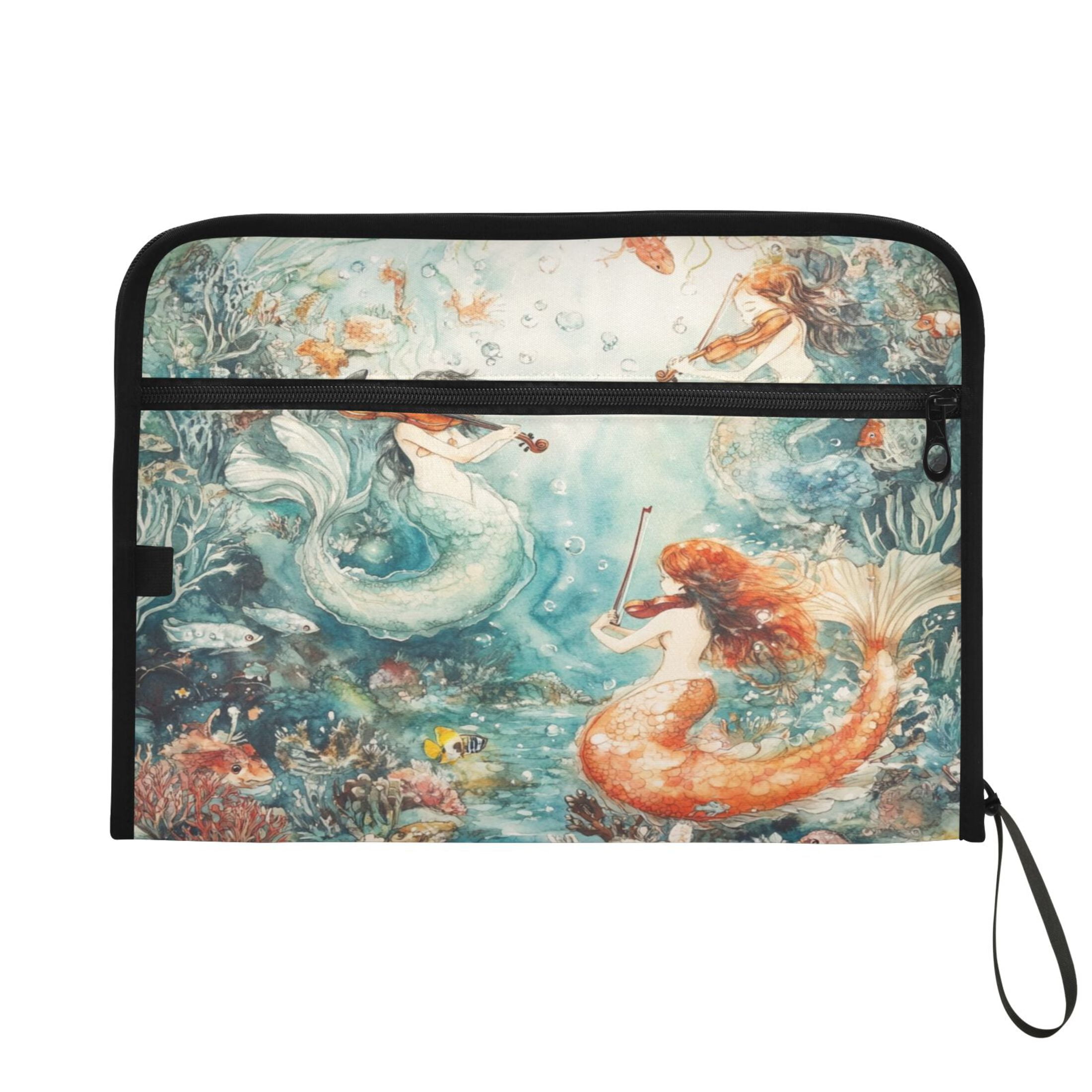 WOBOGO Mermaid Plays Music Expanding File Folder Letter Size Accordion Filing Organizer 13 Pocket Separate Organ Pocket