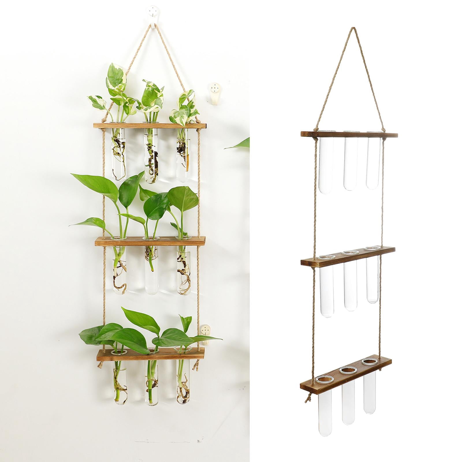 Plant Vase Test Tube Vase Wood Wall Hanging Planter - Rustic Wood