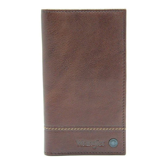 Wrangler Leather Checkbook Wallet - Brown