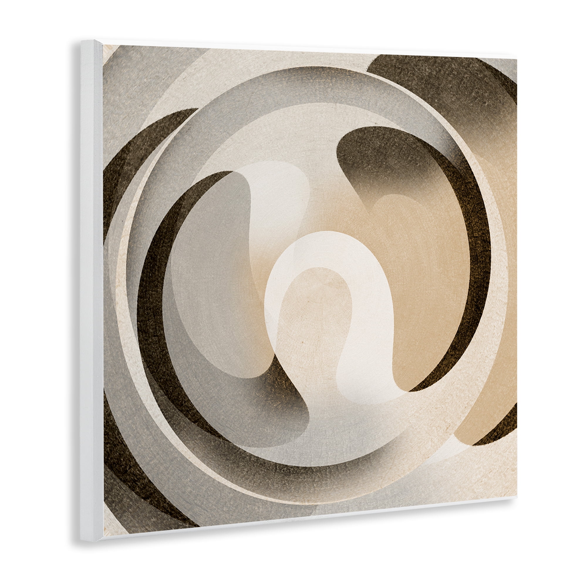 Stupell Industries Neutral Vortex Shape Abstract Painting Unframed Art Print Wall Art, 12 x 12